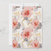 Invitation Fête des mariées florale gris de corail (Dos)