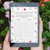 Invitation Fête des mariées florale Guest Age Game Card