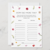 Invitation Fête des mariées florale Guest Age Game Card (Devant)