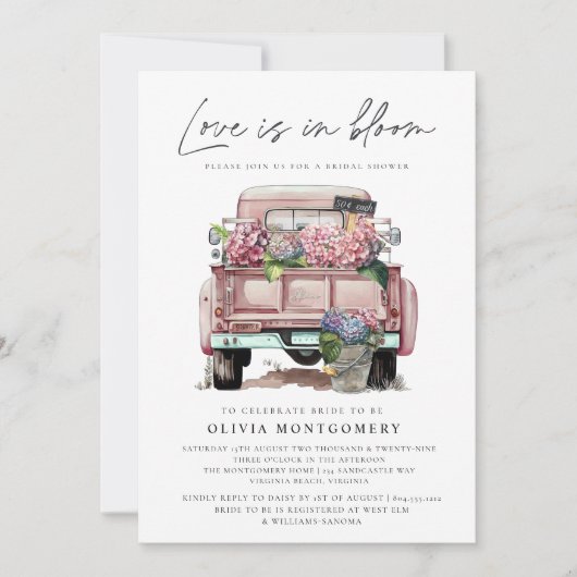 Invitation Fête des mariées Florale Hydrangea (Devant)