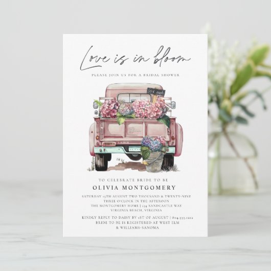 Invitation Fête des mariées Florale Hydrangea (Debout devant)