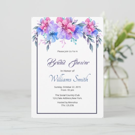 Invitation Fête des mariées florale imprimable (Debout devant)