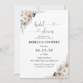 Invitation Fête des mariées Florale Ivory Et Blue Boho (Devant)