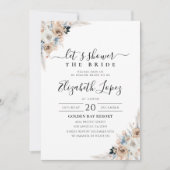 Invitation Fête des mariées Florale Ivory Et Blue Boho (Devant)