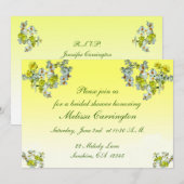Invitation Fête des mariées florale jaune (Devant / Derrière)