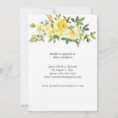 Invitation Fête des mariées florale jaune (Dos)