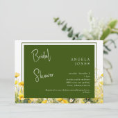 Invitation Fête des mariées florale jaune foncé (Debout devant)