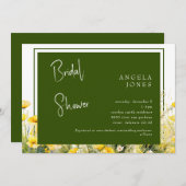 Invitation Fête des mariées florale jaune foncé (Devant / Derrière)