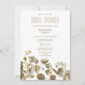 Invitation Fête des mariées florale jaune foncé ivoire blanc  (Devant)