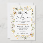 Invitation Fête des mariées florale Jaune moderne à l'abeille (Devant)