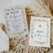 Invitation Fête des mariées florale Jaune moderne à l'abeille