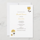 Invitation Fête des mariées Florale Jaune moderne du milieu d (Devant)