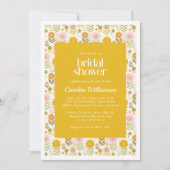 Invitation Fête des mariées florale jaune rétro scandinave (Devant)