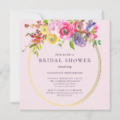 Invitation Fête des mariées florale jaune rose pâle Invi (Devant)