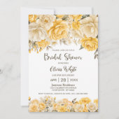 Invitation Fête des mariées florale jaune rustique (Devant)