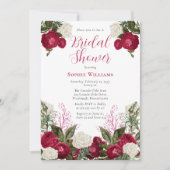 Invitation Fête des mariées florale Magenta luxuriante (Devant)
