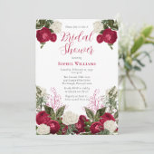 Invitation Fête des mariées florale Magenta luxuriante (Debout devant)