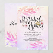 Invitation Fête des mariées florale Magenta Pink (Devant / Derrière)