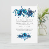 Invitation Fête des mariées florale marine et blanche (Debout devant)