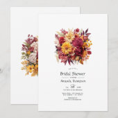 Invitation Fête des mariées florale marron et jaune (Devant / Derrière)