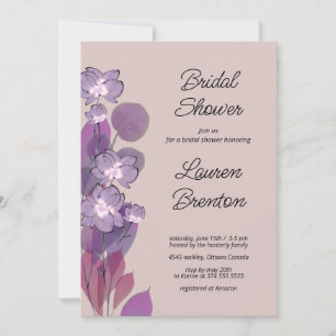 Invitation Fête des mariées florale mauve pourpre