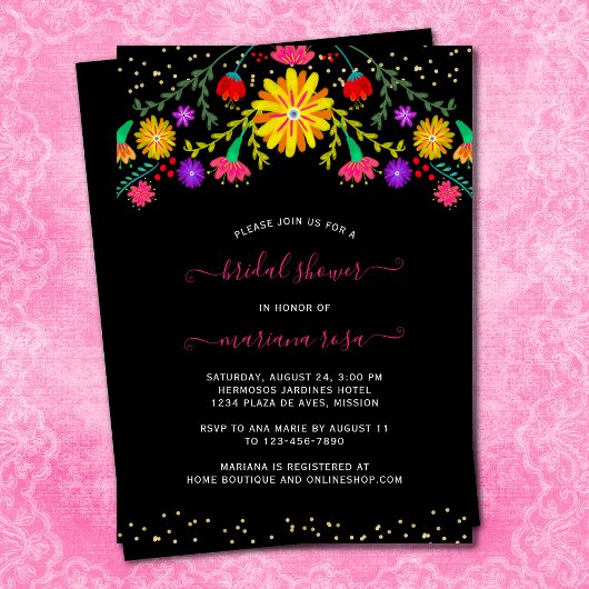 Invitation Fête des mariées florale mexicaine