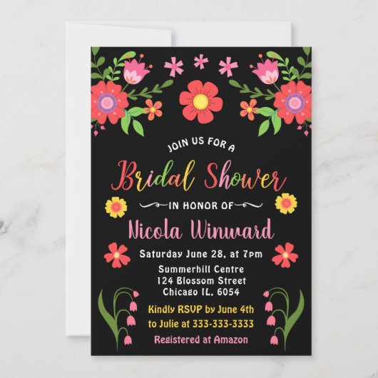 Invitation Fête des mariées Florale mexicaine Fiesta (Devant)