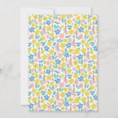 Invitation Fête des mariées florale mignonne bleu et jaune (Dos)