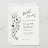 Invitation Fête des mariées florale minimale noire (Devant)