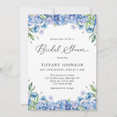 Invitation Fête des mariées florale moderne Blue Hydrangea (Devant)