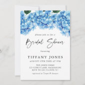 Invitation Fête des mariées florale moderne Blue Hydrangea (Devant)