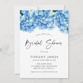 Invitation Fête des mariées florale moderne Blue Hydrangea (Devant)
