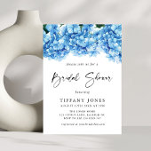 Invitation Fête des mariées florale moderne Blue Hydrangea