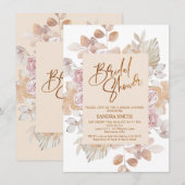 Invitation Fête des mariées florale moderne Boho Blush Frame (Devant / Derrière)