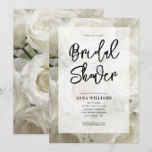 Invitation Fête des mariées florale moderne élégante Rose bla (Devant / Derrière)