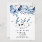 Invitation Fête des mariées florale moderne et élégante Dusty (Devant)