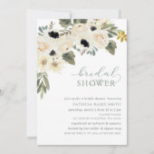 Invitation Fête des mariées florale moderne et élégante en iv (Devant)
