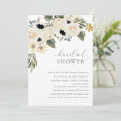 Invitation Fête des mariées florale moderne et élégante en iv (Debout devant)