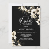 Invitation Fête des mariées florale moderne noir et blanc (Devant)