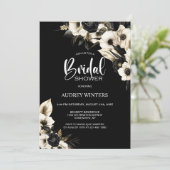 Invitation Fête des mariées florale moderne noir et blanc (Debout devant)