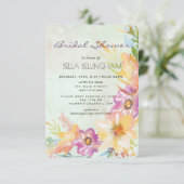 Invitation Fête des mariées florale moderne Pastel (Debout devant)