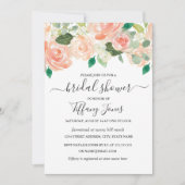 Invitation Fête des mariées florale moderne Peach Watercolor (Devant)