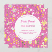 Invitation Fête des mariées florale moderne rose (Devant / Derrière)