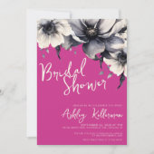 Invitation Fête des mariées florale moderne rose chaud (Devant)