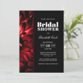 Invitation Fête des mariées florale moderne rouge et noire (Debout devant)