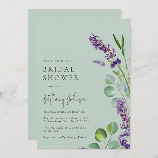 Invitation Fête des mariées florale moderne simple de taille  (Devant / Derrière)