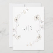 Invitation Fête des mariées florale moderne White Grey & Gold (Dos)