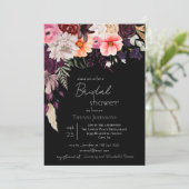 Invitation Fête des mariées florale Moody foncé (Debout devant)