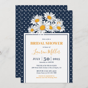 Invitation Fête des mariées florale Motif White Daisy Polkado