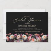 Invitation Fête des mariées florale noire (Devant)